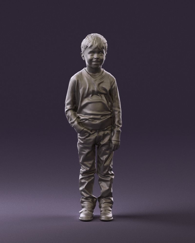 Kid in colored striped sweater handpocket 0809 3D Print Ready 3D print model_24