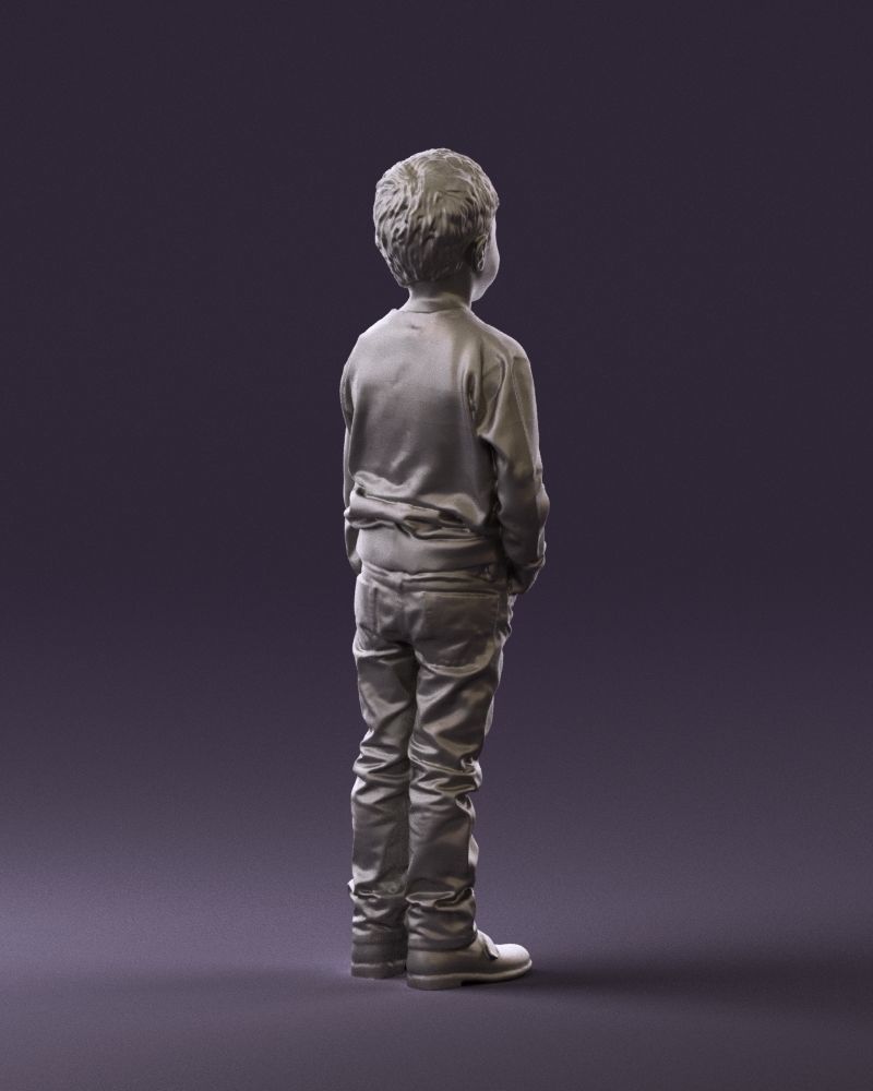 Kid in colored striped sweater handpocket 0809 3D Print Ready 3D print model_10