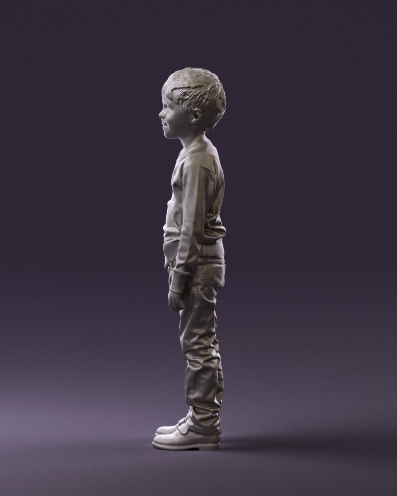 Kid in colored striped sweater handpocket 0809 3D Print Ready 3D print model_16