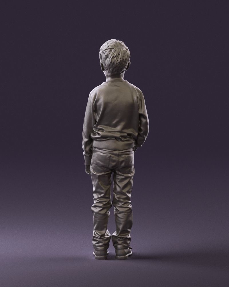 Kid in colored striped sweater handpocket 0809 3D Print Ready 3D print model_12