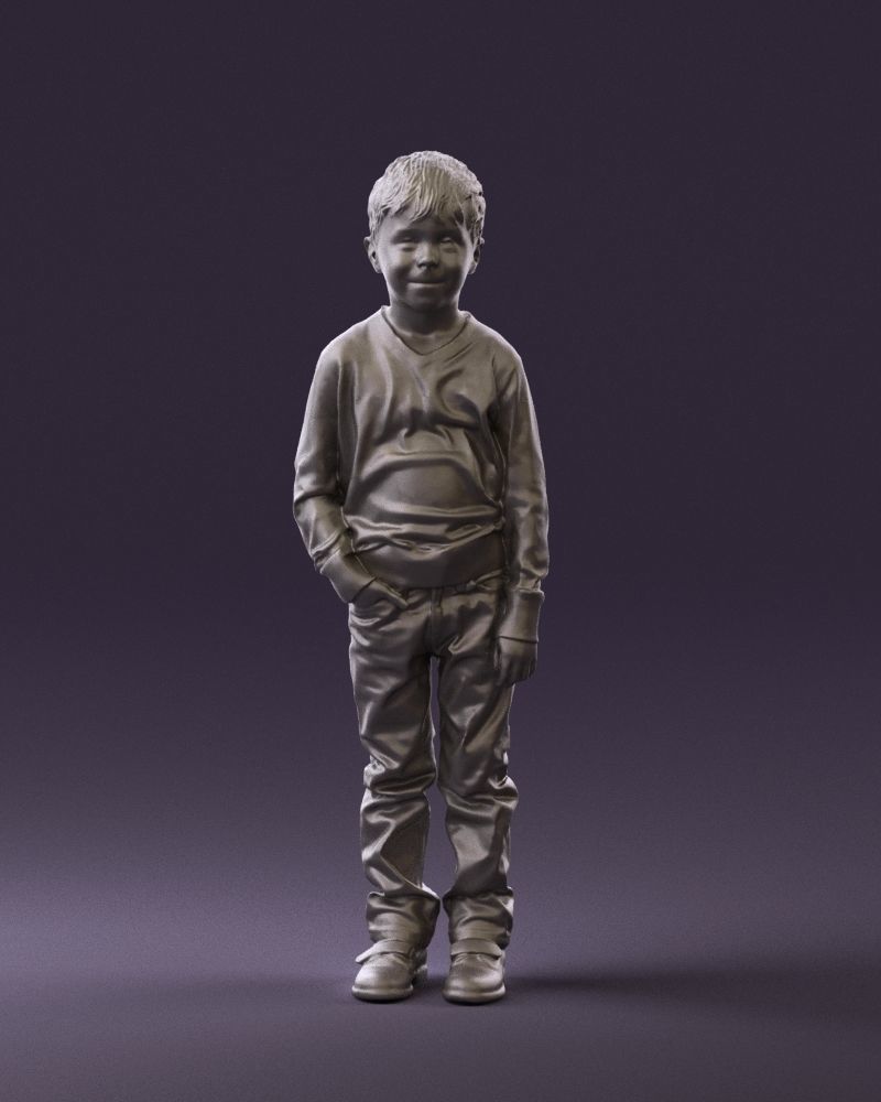 Kid in colored striped sweater handpocket 0809 3D Print Ready 3D print model_22