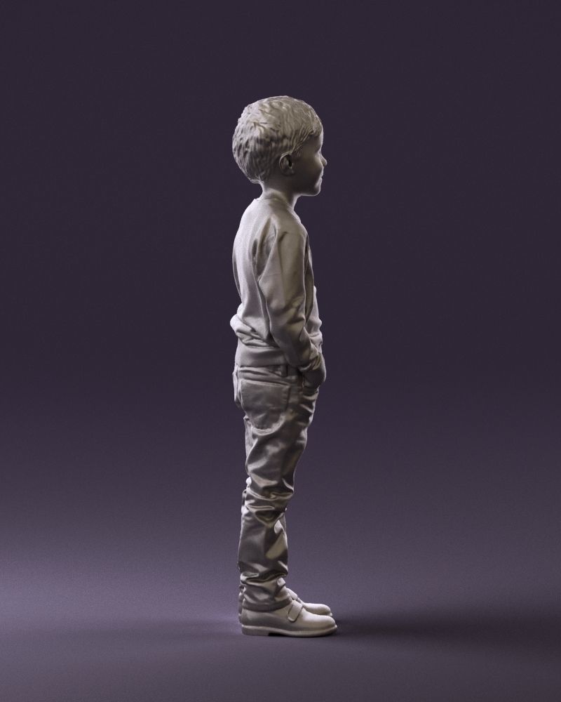 Kid in colored striped sweater handpocket 0809 3D Print Ready 3D print model_8