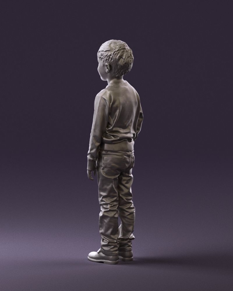 Kid in colored striped sweater handpocket 0809 3D Print Ready 3D print model_14