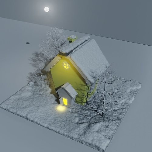 stylized winter house 3D print model