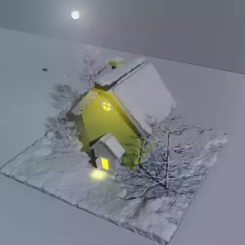stylized winter house 3D print model