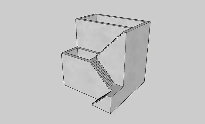 Mini Concrete Planter Box01 3D print model