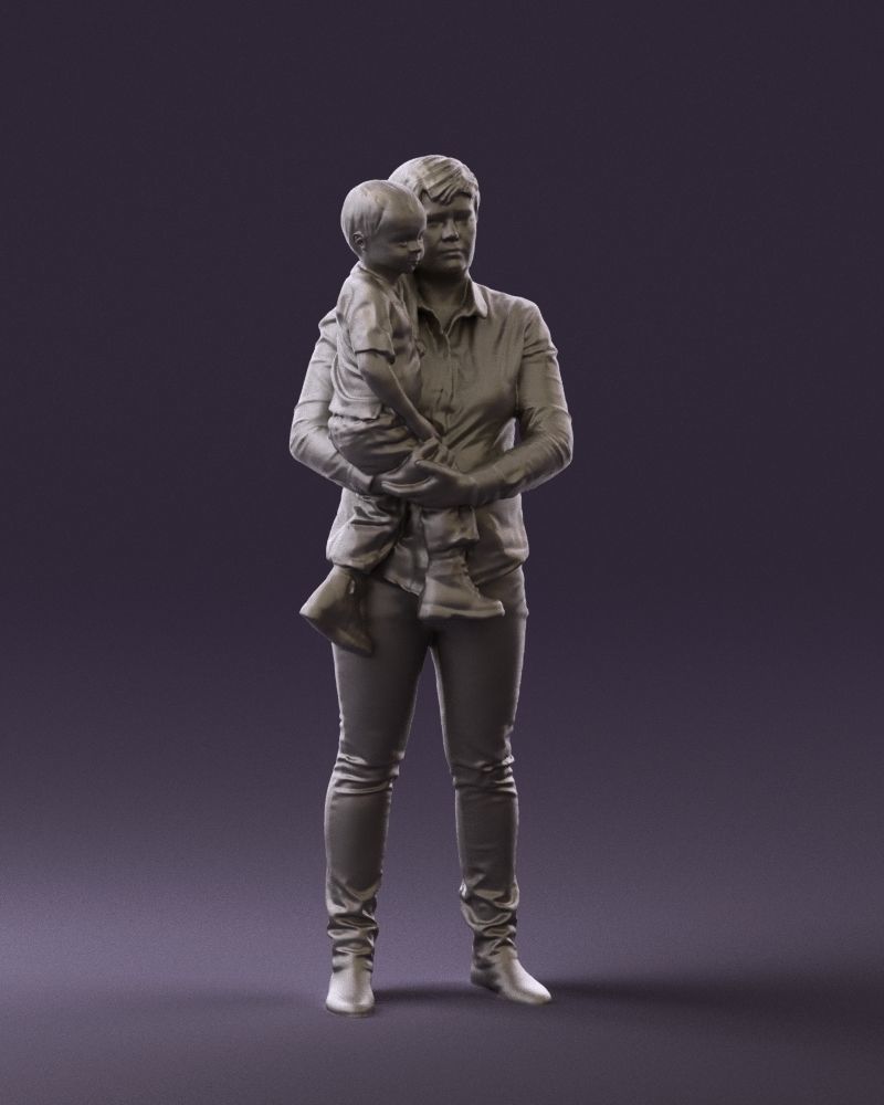 Woman with kid in the arms 0627 3D Print Ready 3D print model_7