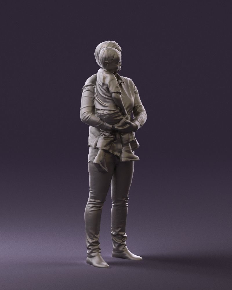 Woman with kid in the arms 0627 3D Print Ready 3D print model_10