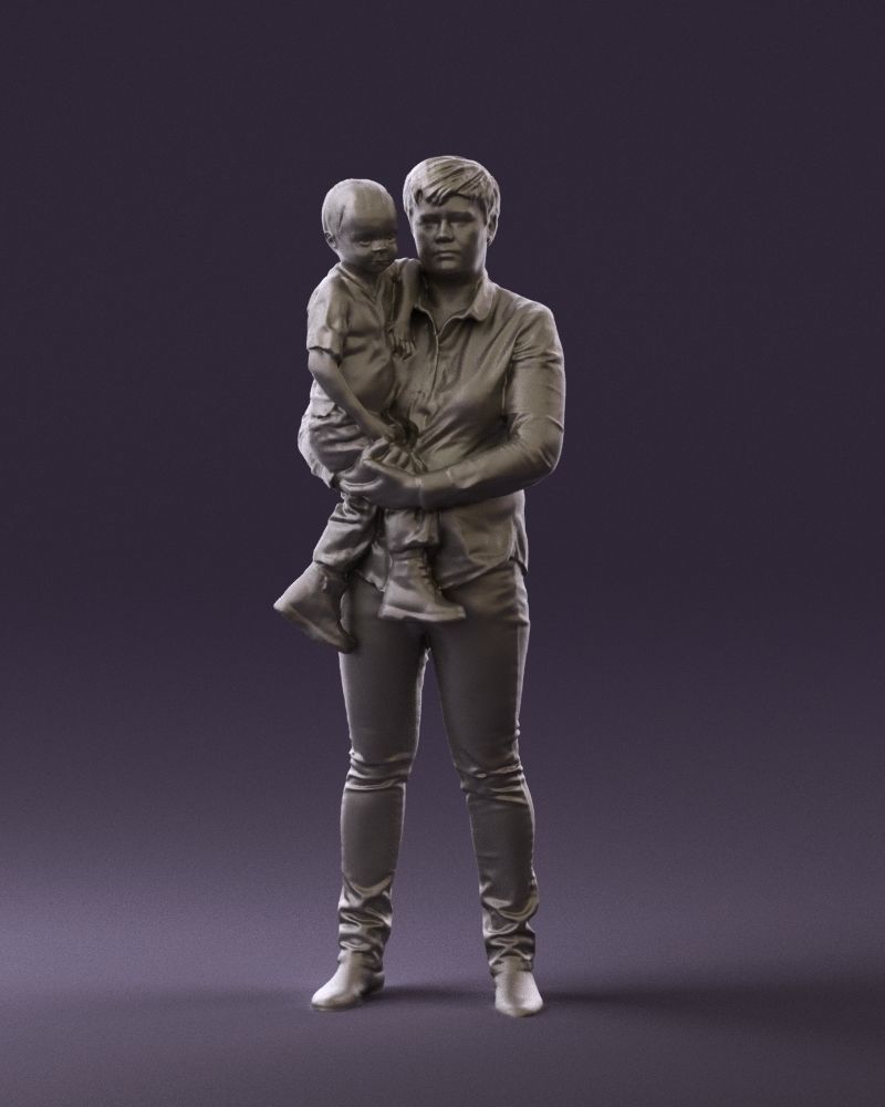 Woman with kid in the arms 0627 3D Print Ready 3D print model_1