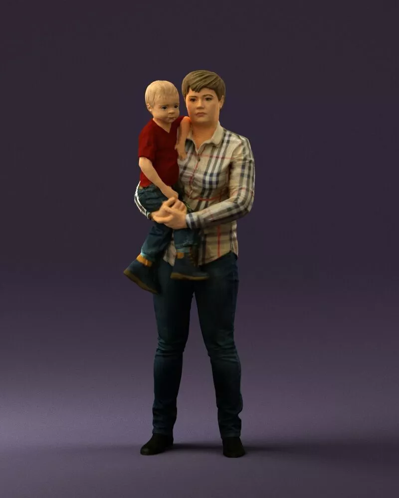 002015 Woman with kid in the arms 0627 STL Miniature 3D print model