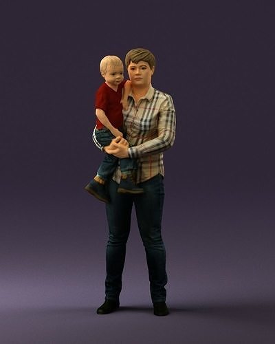 Woman with kid in the arms 0627 3D Print Ready 3D print model