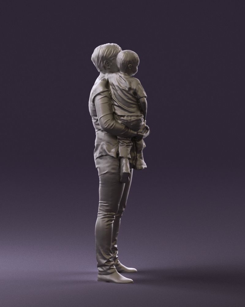 Woman with kid in the arms 0627 3D Print Ready 3D print model_13
