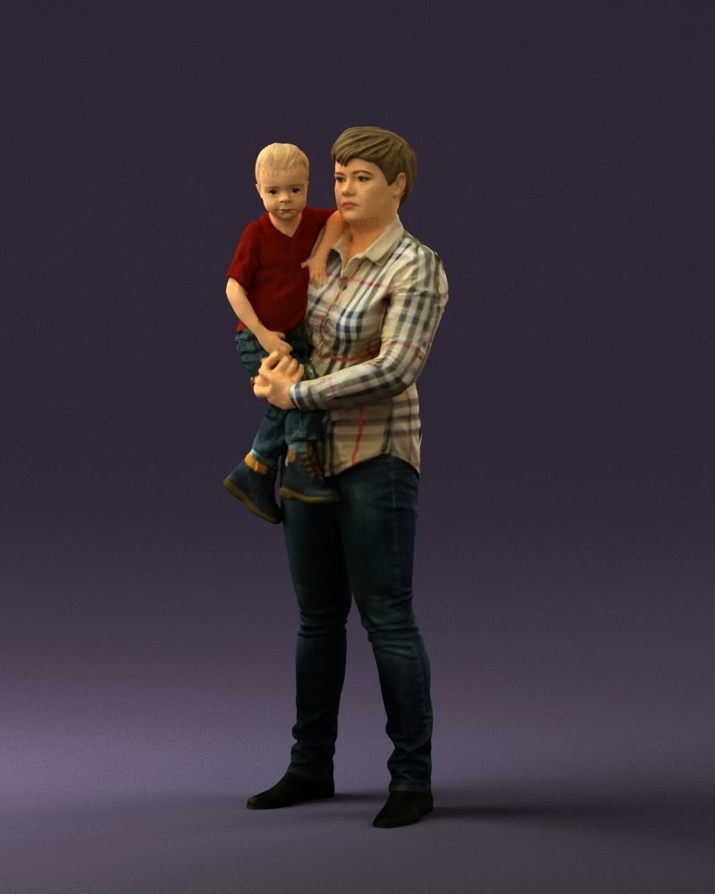 Woman with kid in the arms 0627 3D Print Ready 3D print model_30