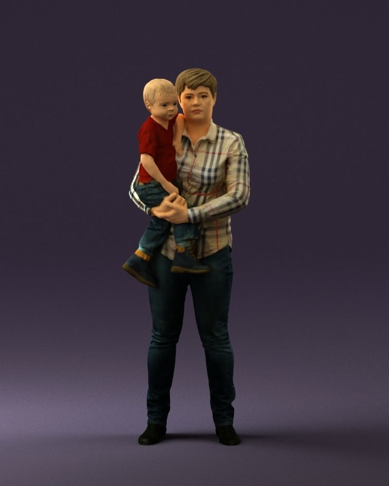 Woman with kid in the arms 0627 3D Print Ready 3D print model_3