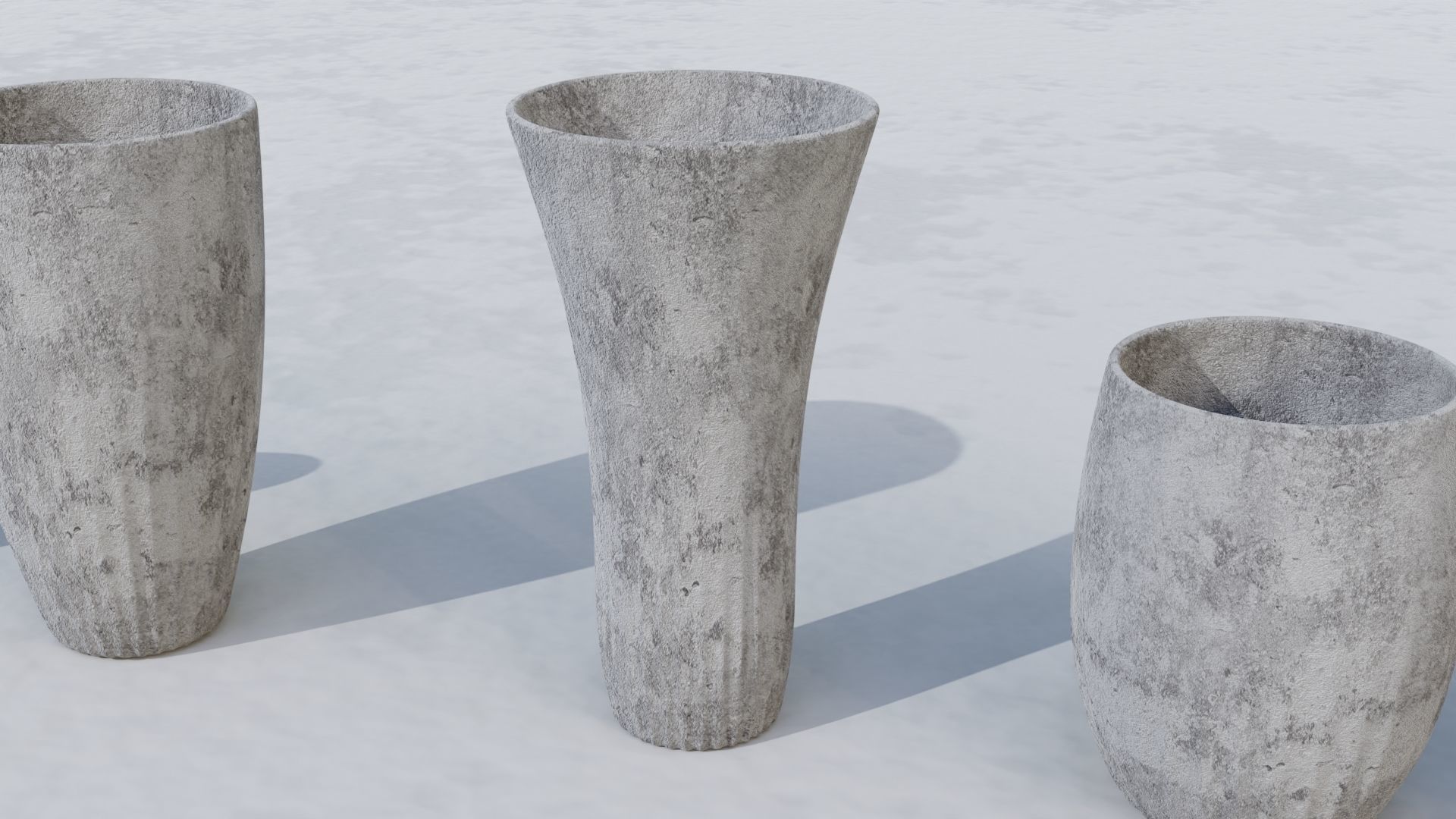 Outdoor concrete vase set 3D model_4