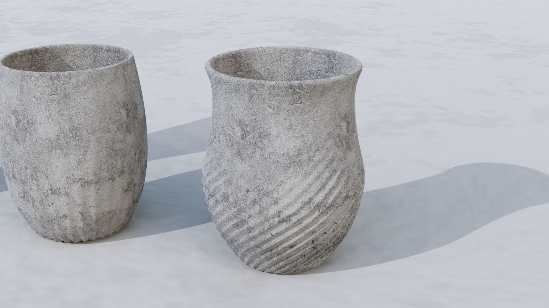 Outdoor concrete vase set 3D model_6