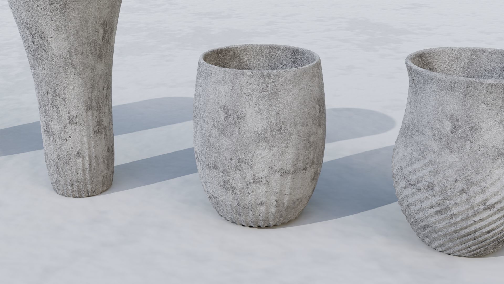 Outdoor concrete vase set 3D model_5