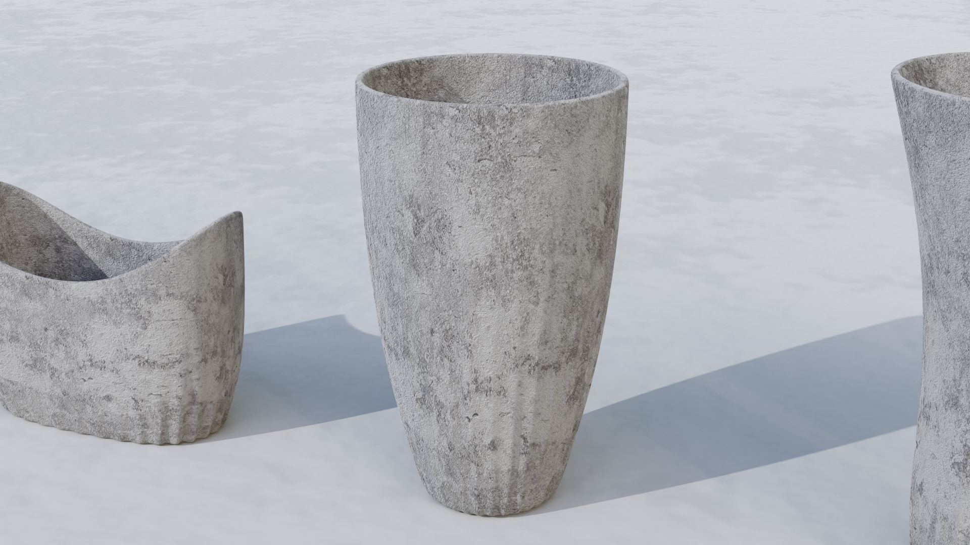 Outdoor concrete vase set 3D model_3