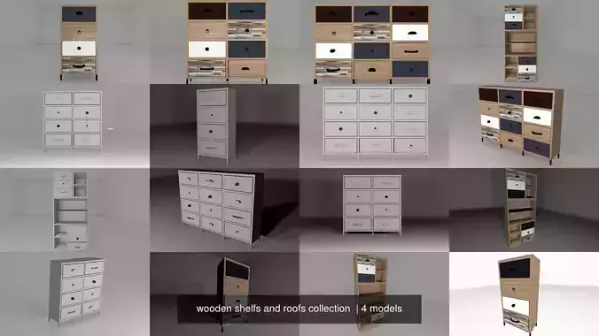 wooden shelfs and roofs collection 