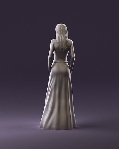woman in Long green dress long hairs 10888 3D Print Reday 3D print model