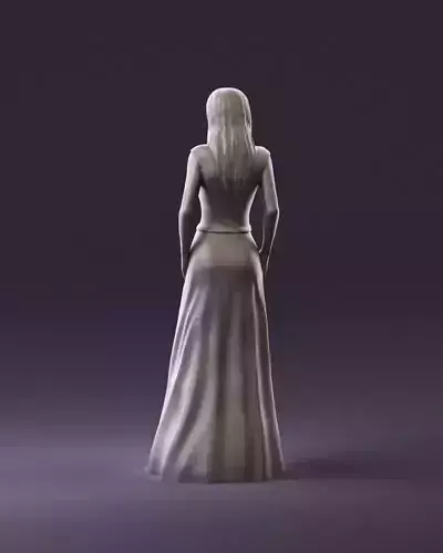 woman in Long green dress long hairs 10888 3D Print Reday