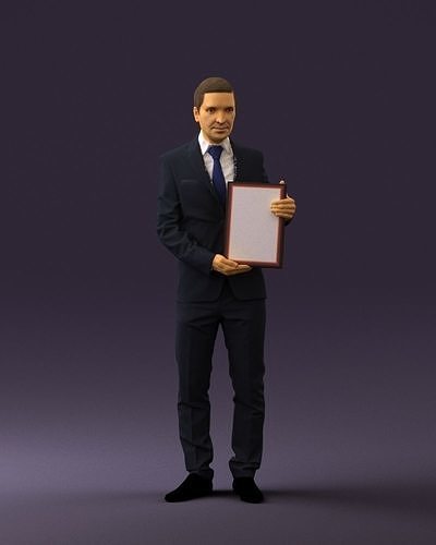 Man in blue suit diploma 0557 3D Print Ready 3D print model
