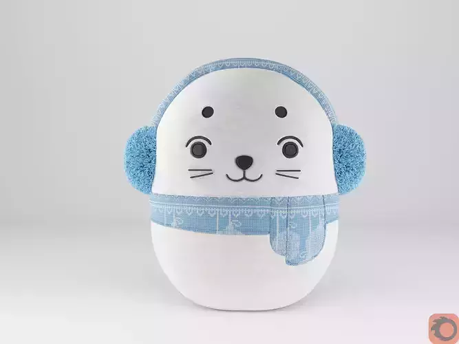 Winter Holidays Seal Plush Toy 3D model
