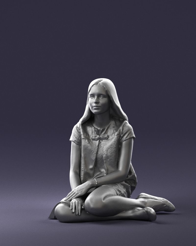 000196 Sitting Young Woman with Note 1016 3D model_31