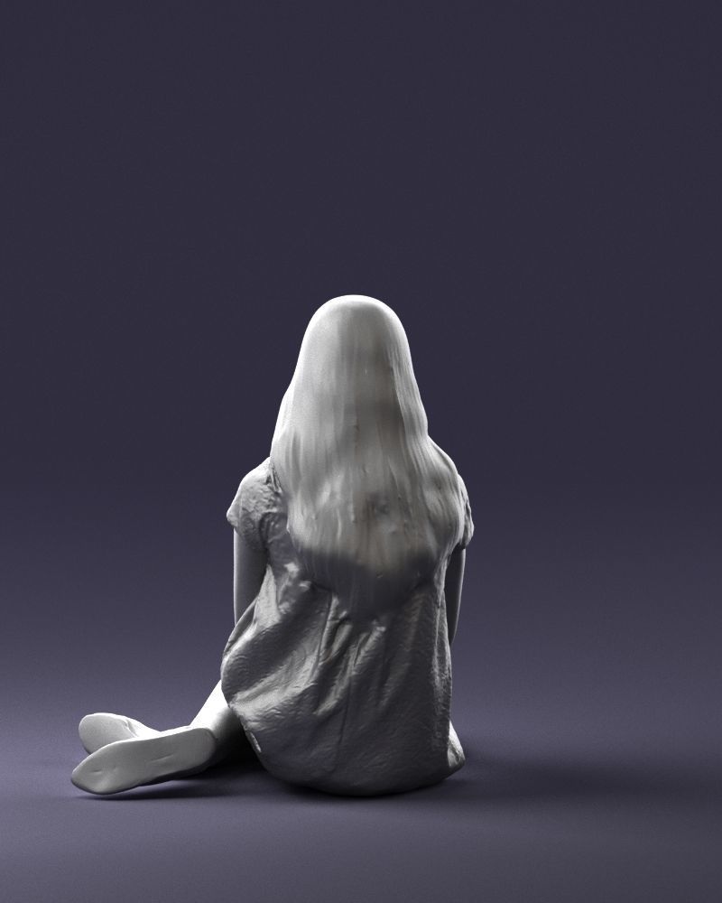 000196 Sitting Young Woman with Note 1016 3D model_20