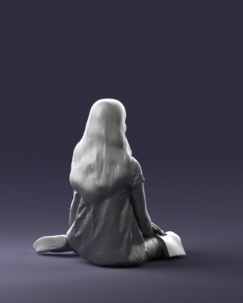 000196 Sitting Young Woman with Note 1016 3D model_16