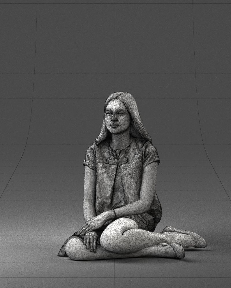000196 Sitting Young Woman with Note 1016 3D model_32