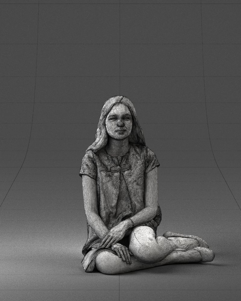 000196 Sitting Young Woman with Note 1016 3D model_38