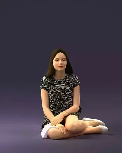 000196 Sitting Young Woman with Note 1016 3D model