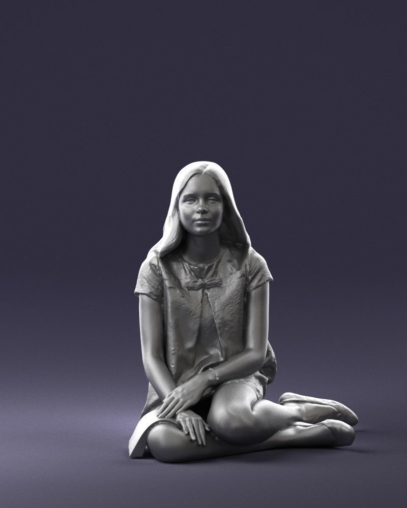 000196 Sitting Young Woman with Note 1016 3D model_34