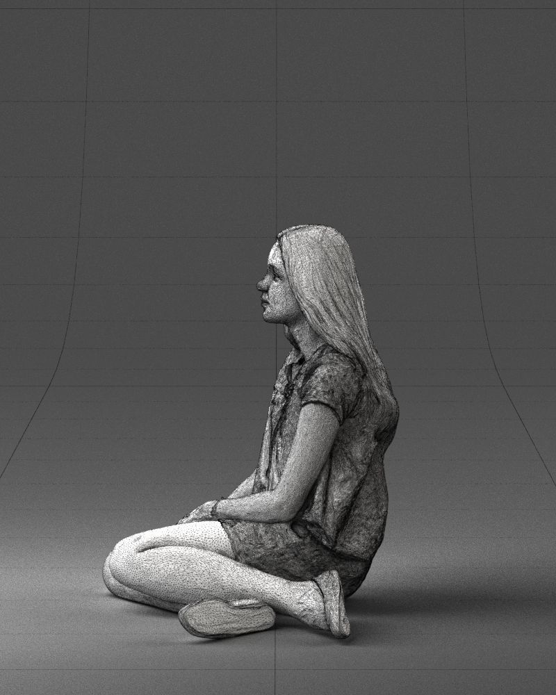 000196 Sitting Young Woman with Note 1016 3D model_26