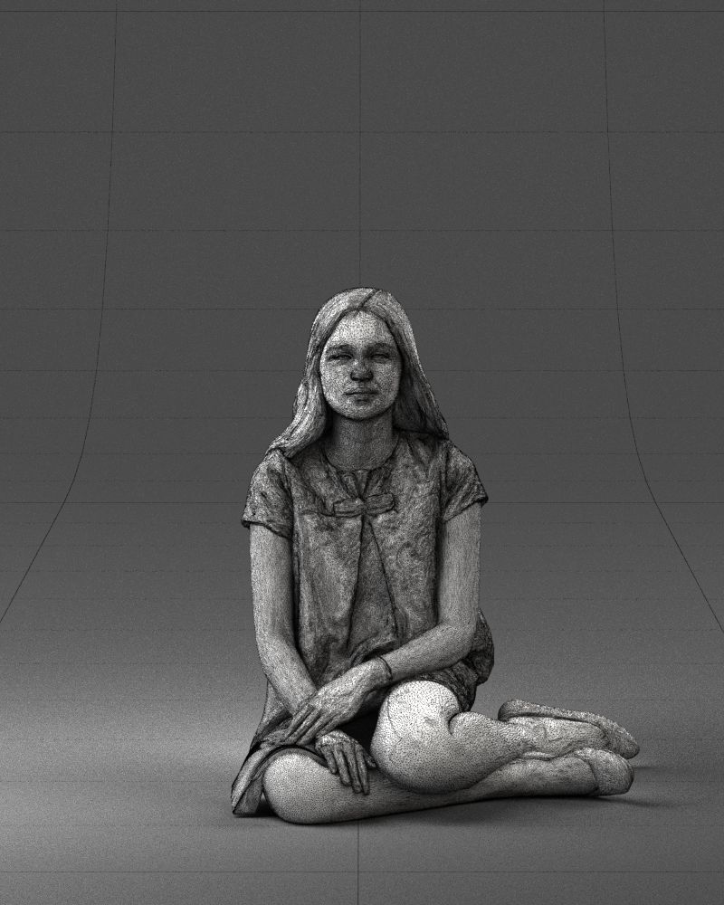 000196 Sitting Young Woman with Note 1016 3D model_35