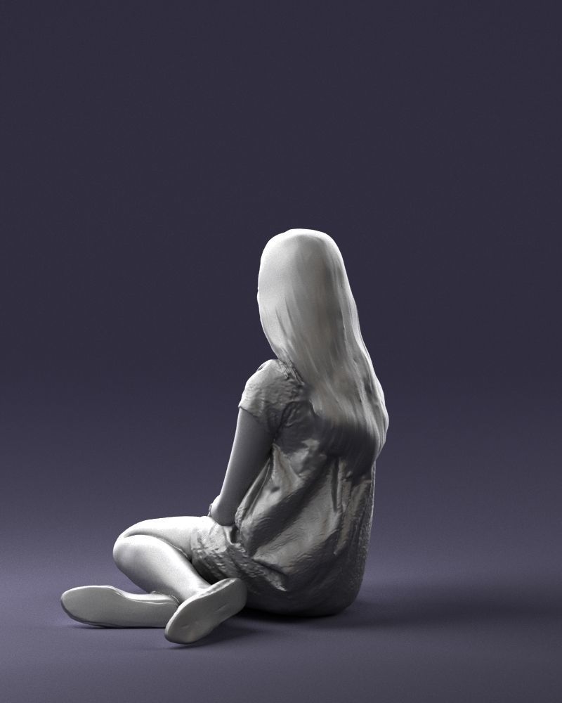 000196 Sitting Young Woman with Note 1016 3D model_22