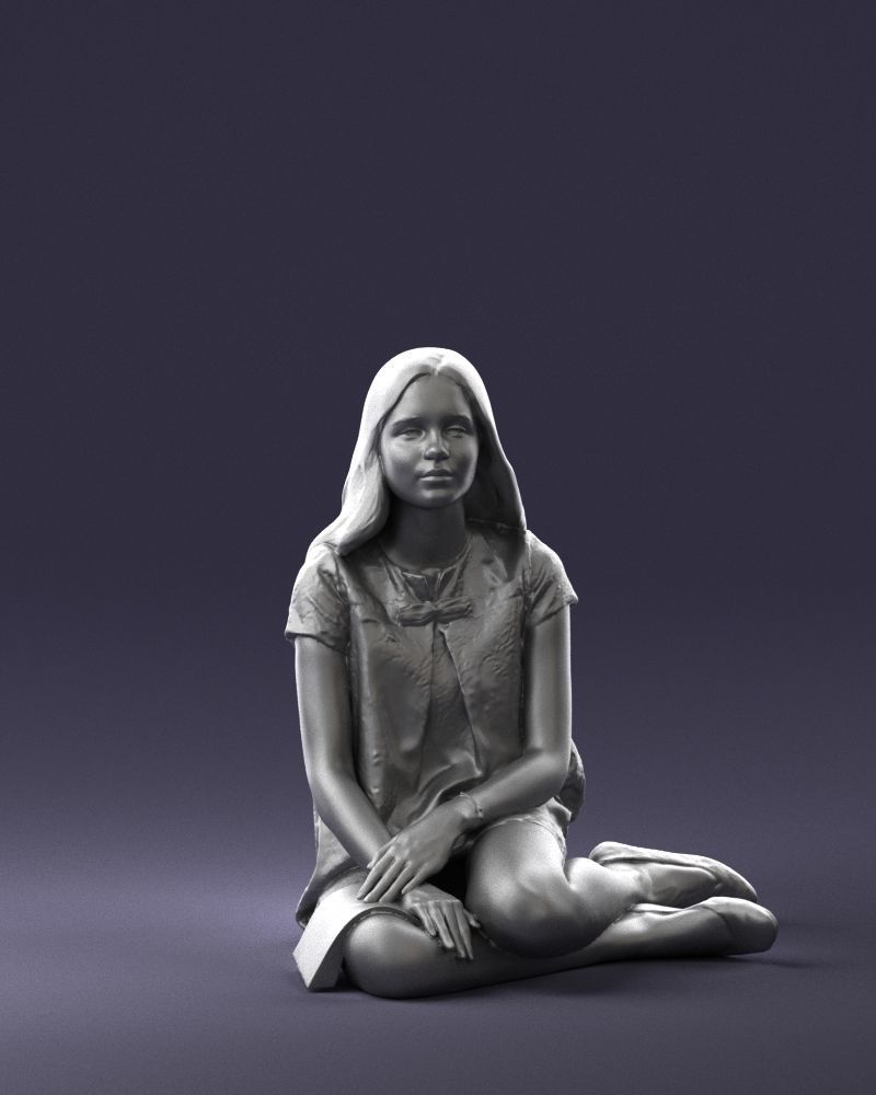 000196 Sitting Young Woman with Note 1016 3D model_37