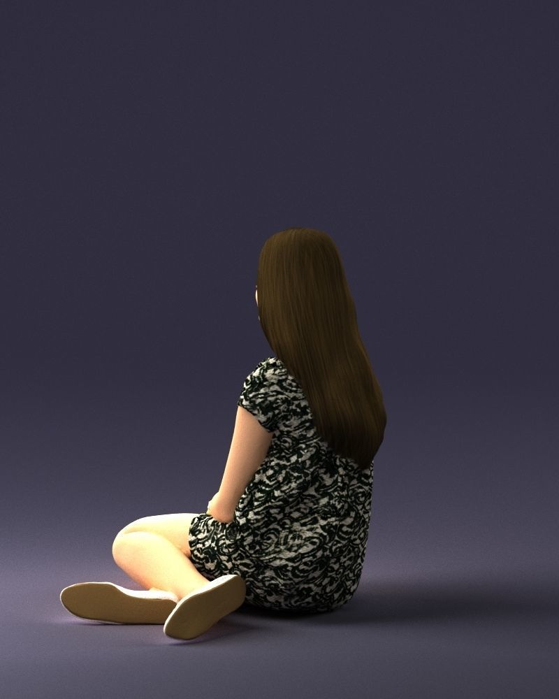 000196 Sitting Young Woman with Note 1016 3D model_21