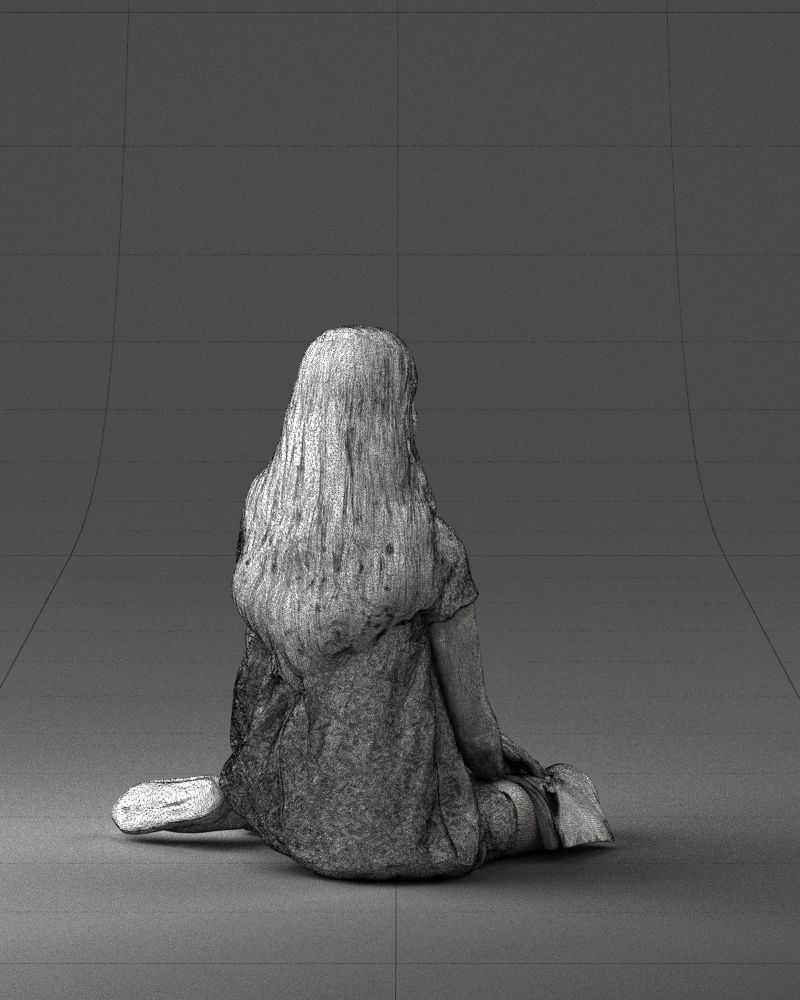 000196 Sitting Young Woman with Note 1016 3D model_17