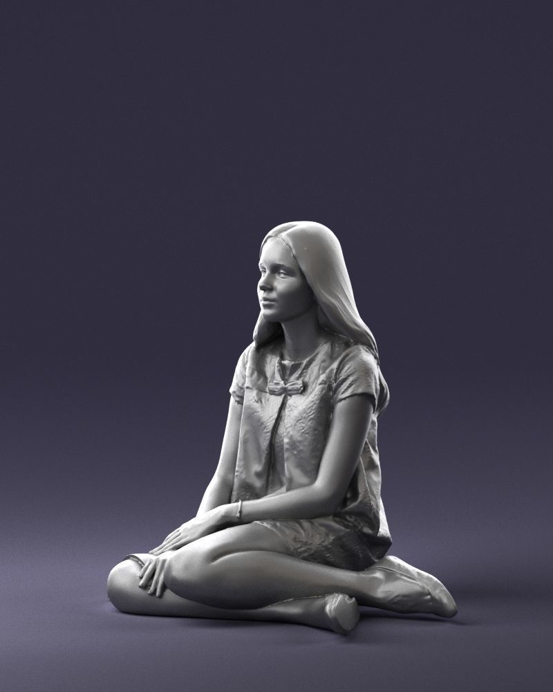 000196 Sitting Young Woman with Note 1016 3D model_28