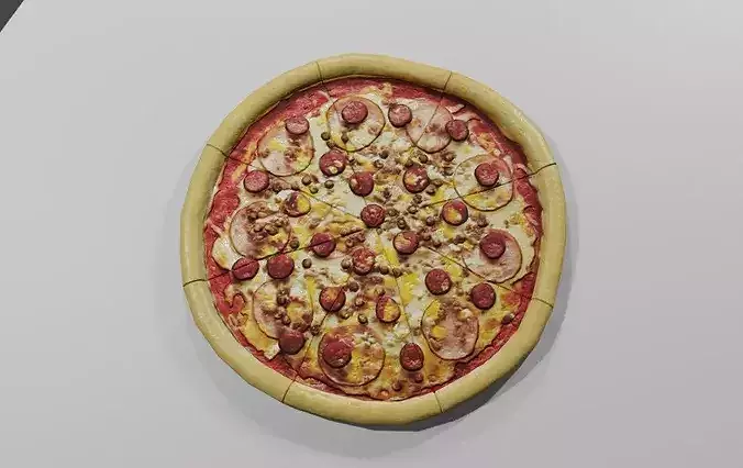 Pizza - Food Low-poly 3D model 2