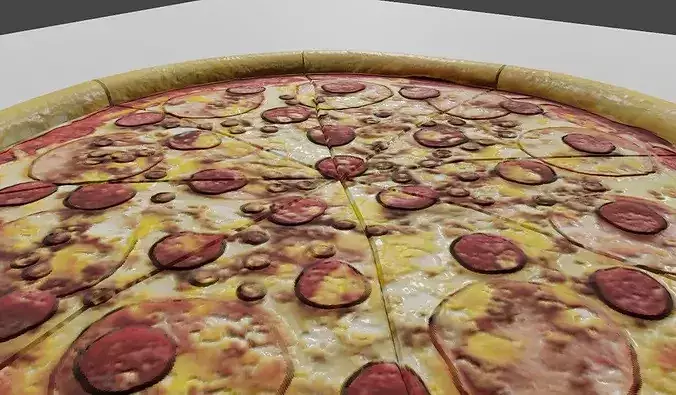 Pizza - Food Low-poly 3D model 7