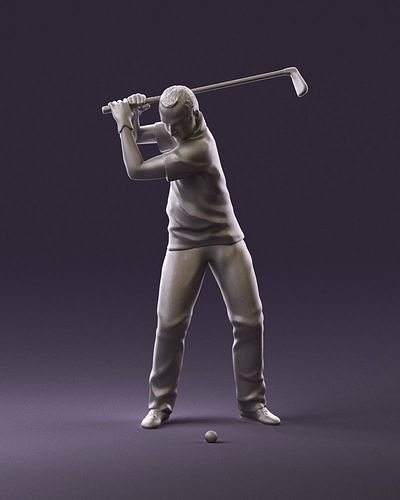 golfplayer in red polo 1098 3D Print Ready 3D print model