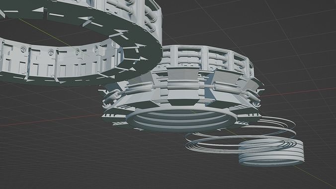 sci-fi mech compontent circular kitbash 3D model