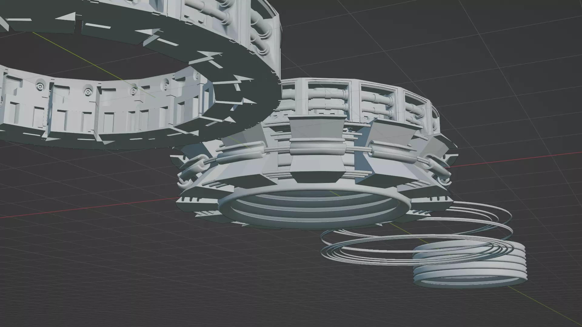 sci-fi mech compontent circular kitbash 3D model_0
