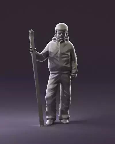 man in ski suit with ski 1099 3D Print Ready
