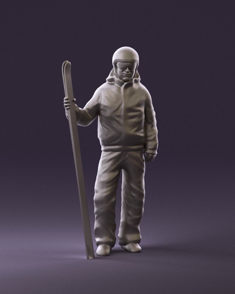 man in ski suit with ski 1099 3D Print Ready 3D print model_1