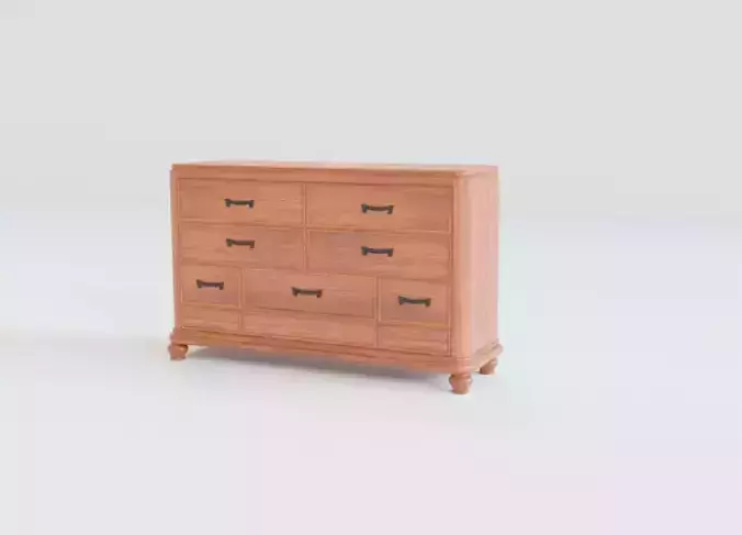 Dresser wooden chest of drawers 3D model