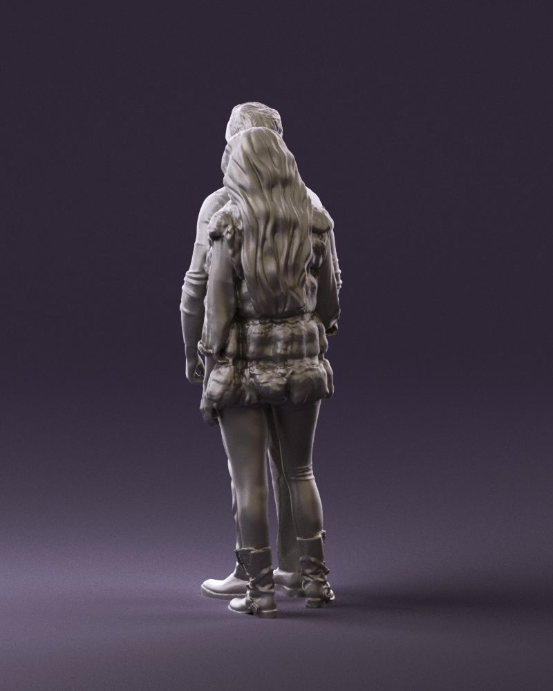Woman in fur coat hugs man behind 0830 3D Print Ready 3D print model_14
